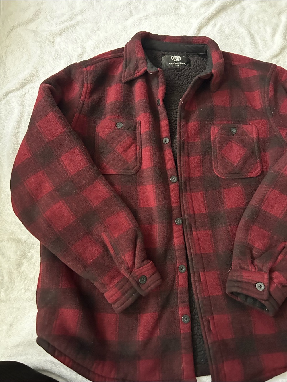 Weatherproof Red and Black Plaid Lightweight Shirt Jacket